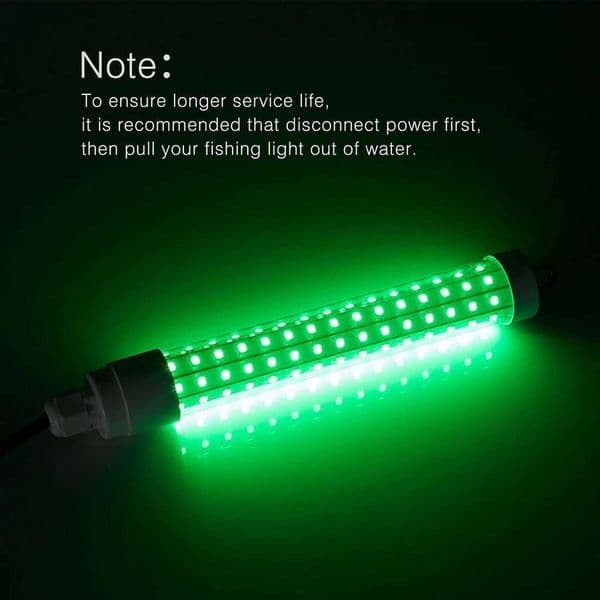D2 1000LM 6M LED Green Submersible Fishing Light Lamp Torch Deep Underwater Fish Lure Bait Finder Lamp Squid Attracting 12-24V S260529