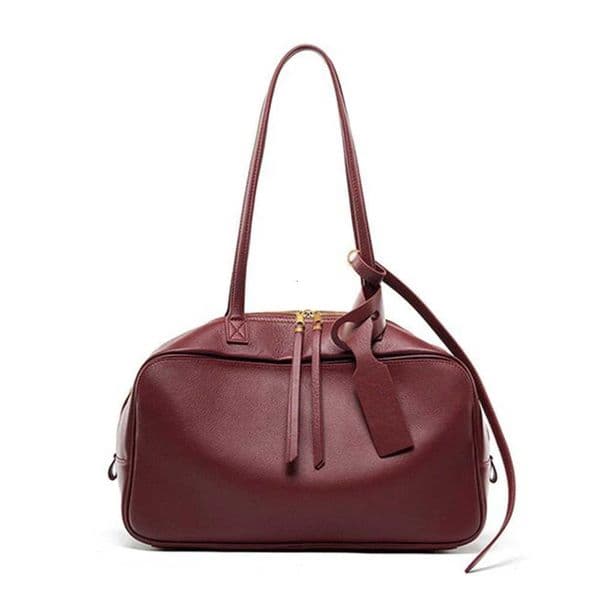 Genuine Leather Tote Bag for Women Large Capacity Cowhide Shoulder Bag Luxury Designer Handbag Female Bowling Underarm Bag Y260528