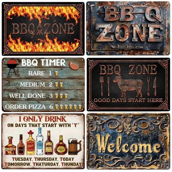 Metal Aluminum Sign Vintage 3D BBQ ZONE Beer Posters Plaque Decorative Plates for Garage Club Man Cave Bar Home Cafe Wall Dec C260529
