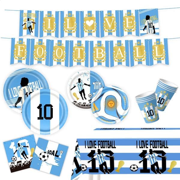 Football Birthday Party Decoration Disposable Plates Cups Napkin Tablecloth Soccer Backdrop Argentine Supplies 260529
