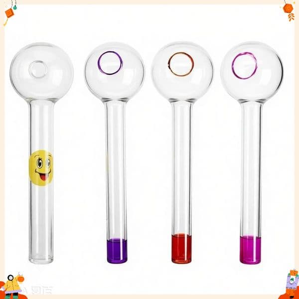 Portable Thick heady Mini Glass oil burner pipe 10cm colorful Straight Glass oil tube nails pipes for smoking