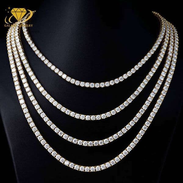 Hip Hop Jewelry GRA Certified Sterling Sier Pearl 3mm White Vvs Iced Moissanite Tennis Chain Unisex Necklace