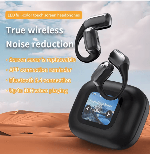 Bluetooth 5.4 Ai Translation Earphones with Card Insert Mode Smart Color Touch Screen True Wireless Noise Reduction Hifi Headset