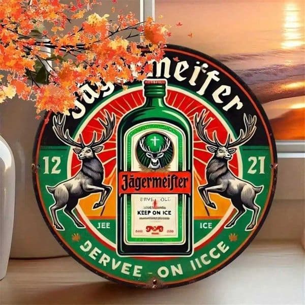 Jagerjager Vintage 8x8 Inch Round Aluminum Tin Sign for Bar Home Wall Decor Retro Metal Art Weather-Resistant C260529