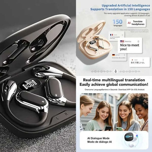 2026 New AI Translation Earphones High-definition audio LED battery display suitable for sports and commuting X260529