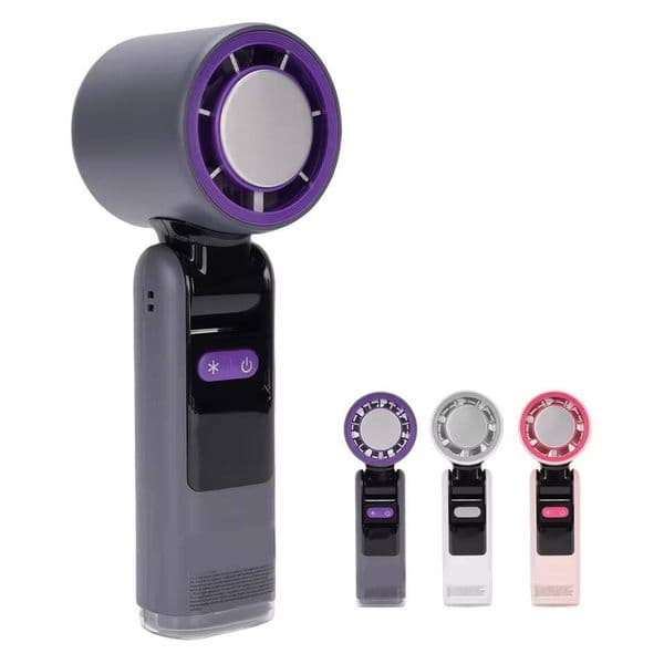 Hand Rechargeable Ice Cooling Handheld Turbine Fan Digital Display LED Light 100 Speed Foldable for Travel ddmynov