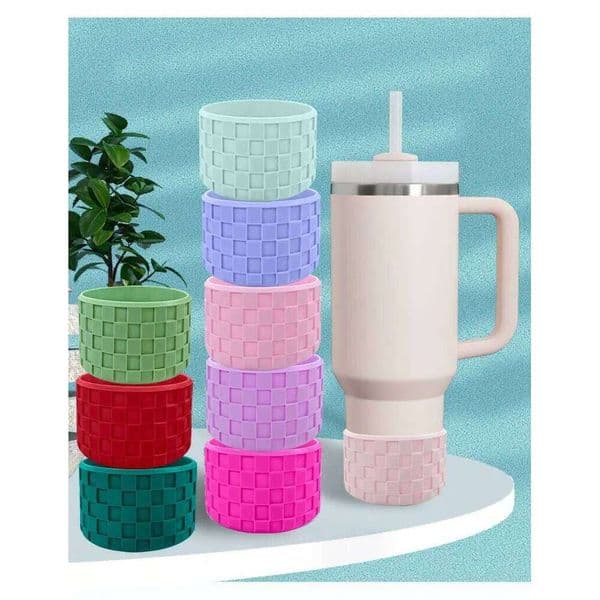Geedyn 3D Texture Silicone Checkered Tumbler Boot For 30&40OZ Bottle Cup Sleeves Accessories W260529