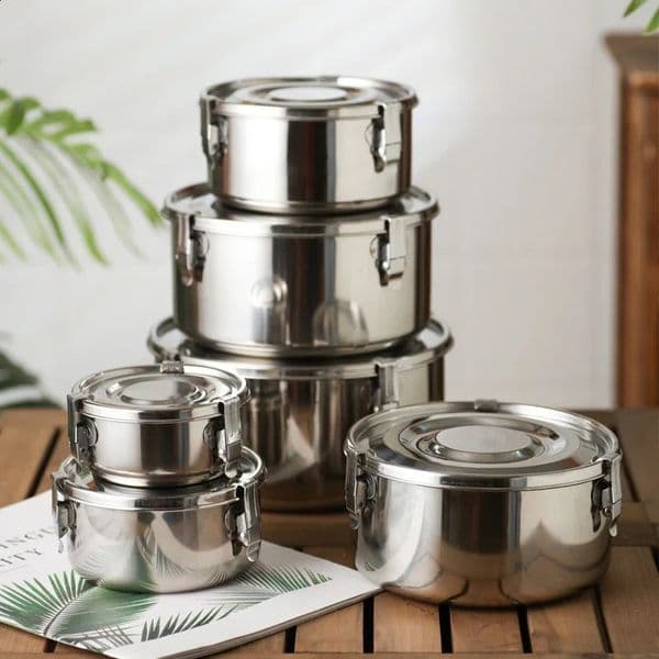 3503000ML Microwave Lunch Box Food Grade 304 Stainless Steel Antileak Bento Strong Tightness Picnic for Fruits Snacks 260529