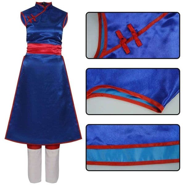 Anime Dragon Cos Ball Chichi Cosplay Costume Shirt Blue Props Cheongsam Women'S Uniform Dress Halloween Party Set Gift