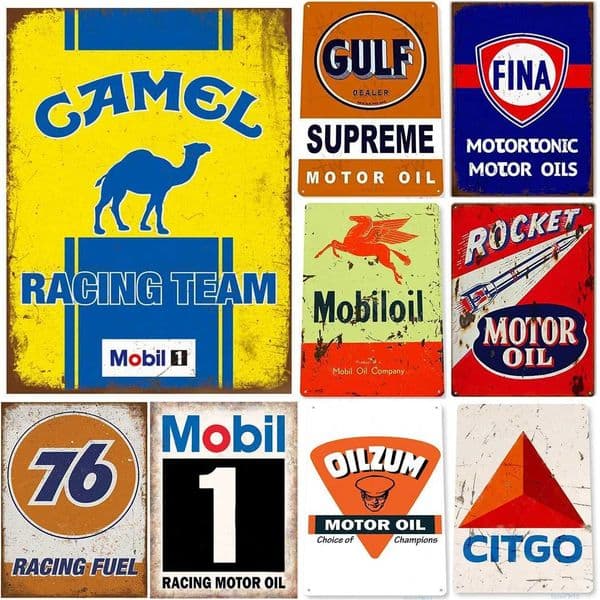 Metal Signs Vintage Camel Gulf Oilzum Gas Oil Posters Plate Wall Decor for Home Bars Garage Cafe Clubs Retro Poster Plaque C260529