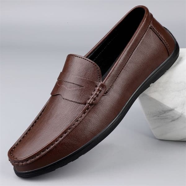 Genuine Leather Men Loafers Comfortable Mens Casual Shoes Man Formal Dress Shoes Breathable Slip on Boat Shoes 260522
