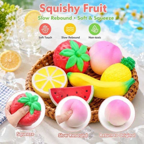 Squishy Simulated Fruits Fidget Toy Color Change Strawberry Mango Banana Squeeze Ball Fun Pinch Slow Rebound Stress Relieve Gift 26L0529