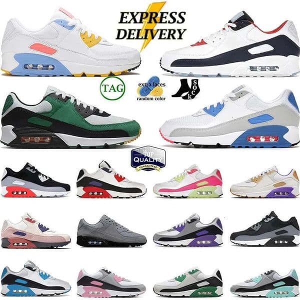 Athletic 90 Sports Casual Designer 90s Men Women Hyper Solar Flare Hot Coral Gorge Green Running Shoes Recraft Leathers Mesh Laser Outdoor Sneakers