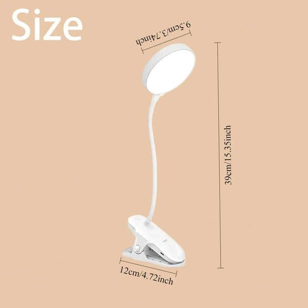 Portable USB Table Lamp Rechargeable Desk Lamp with Clip Bed Reading Night Light LED Touch 3 Modes Dimming Eye Protection Light M260529