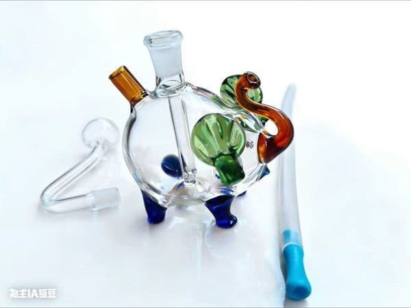 Wholesale colorful Mini cute 3D elephant water bong pipe Portabe glass oil burner pipes for smoking with silicone hose straw and 10mm male banger bowl