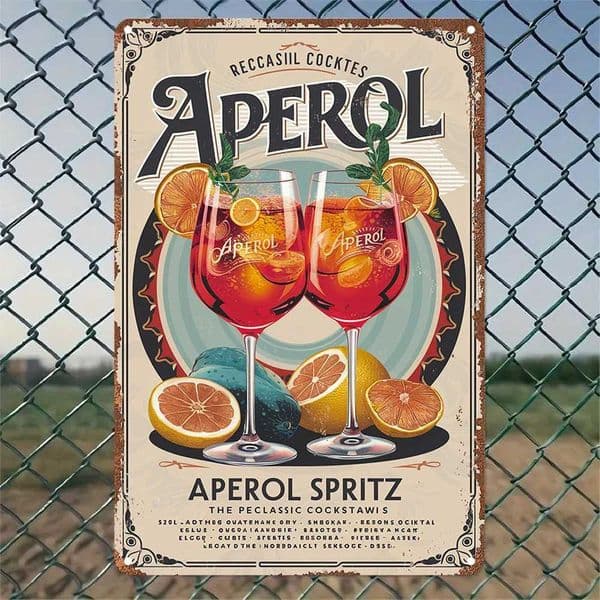 Room Decor Aperol Vintage Metal Tin Sign Aluminum Wall Art Poster Retro Style Cocktail Advertisement Waterproof Dustproof C2605291