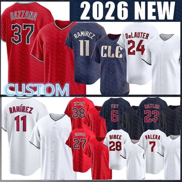 Mens Chase DeLauter Baseball Jersey Travis Bazzana Jose Ramirez Cleveland David Fry Tanner Bibee George Valera Austin Hedges Petey Halpin Gabriel Arias