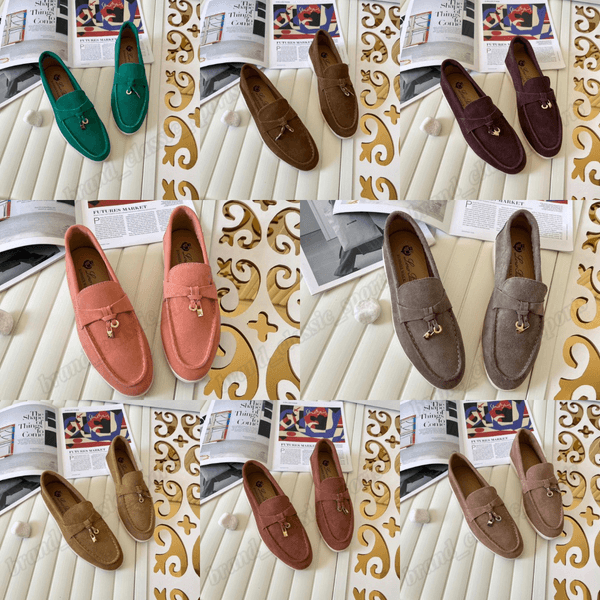 Designer Shoes Slippers Summer Walk Charms Loafers Luxury Designs Slipper Slip On Mules Sandals Soft Suede Top Quality Leather Flat For Men Women Slides Slippers