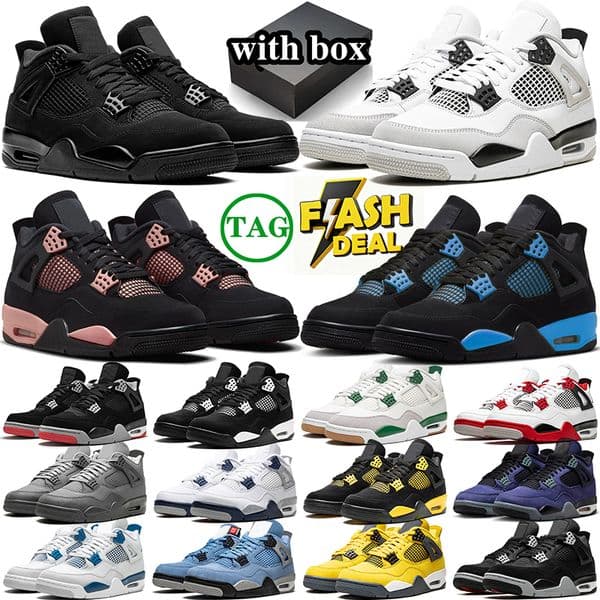 free shipping with box basketball shoes 4s mens sneakers 4 womens shoes mens trainers sports white black bule pink outdoor jordansshoes4smens size 5.5-13