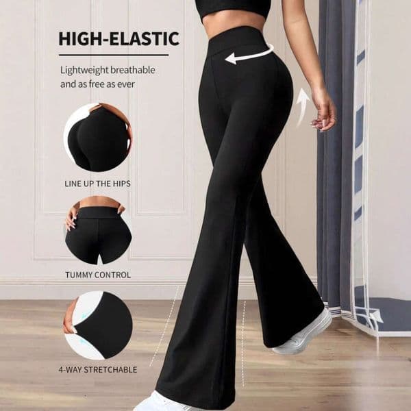 New solid color casual high-waisted yoga pants with stretch slight flare for cross-border European and American Amazon