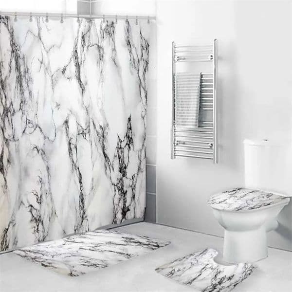 2026 new Designer Marble Printing Bathroom Curtain Shower With Hook Waterproof Curtains Set Non-Slip Rugs Toilet Lid h Cover Bath Mat Home Decor Free Shipping 5