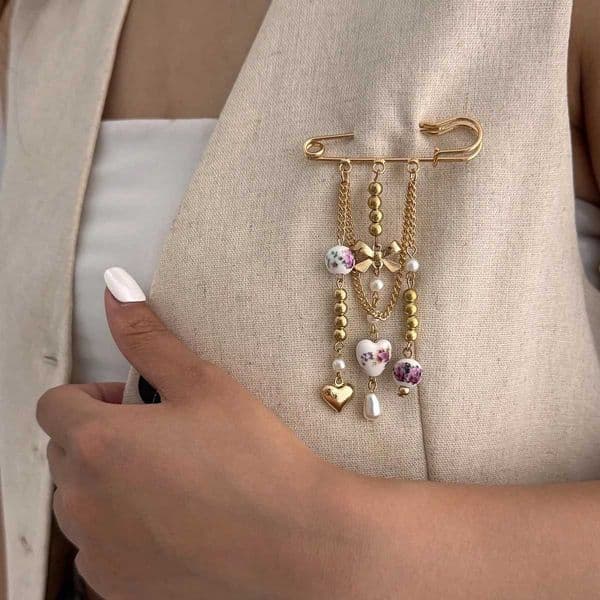 Fashionable Heart Shaped Alloy Brooch Pin Luxury Vintage Accessory Gift Elegant European And American Style Ins Trend Q260529