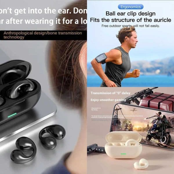 Bone Conduction Headphones HiFi Stereo Sports Waterproof Game Music Wireless Bluetooth Clip-on Earphones With Microphone X260529