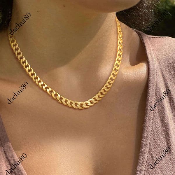 14K Gold Plated Stainless Steel European and American Cross-Border Hot Selling Heavy Craft High-End Feel Unisex Necklace Fashion Versatile Jewelry