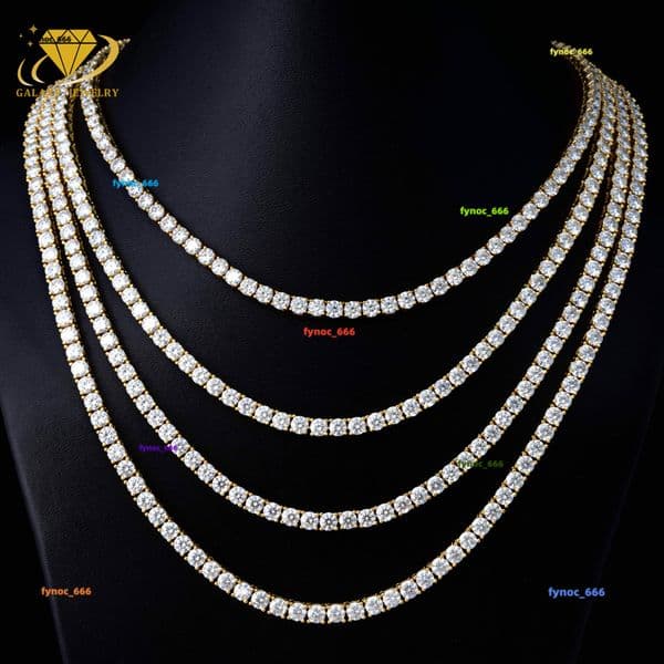 Hip Hop Jewelry GRA Certified 925 Sterling Silver Bling 3mm White Vvs Iced Out Moissanite Tennis Chain Necklace for Man Woman