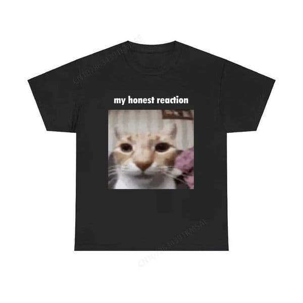 Summer Strt-style Quirky Cat-print T-shirt for Outdoor Outings Fashionable and Sporty for Men 100 Pure Cotton D260529