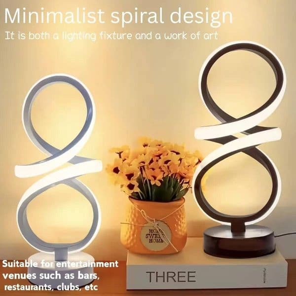 1Pcreative Modern Elegant Spiral Table Lamp, USB Power Supply - Tri Color Lighting, Suitable For Various Occasions