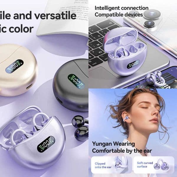 Wireless Bone Conduction Headphone Bluetooth 54 Open Ear Clip Earbuds HIFI Noise Cancelling Sport Headsets With Mic 2026 New X260529