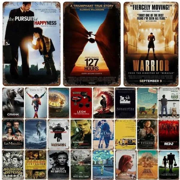 Classic American Films Vintage Metal Tin Sign Old Movie Metal Plaque Retro Poster Plate Bar Cafe Club Man Cave Home Wall Deco C260529