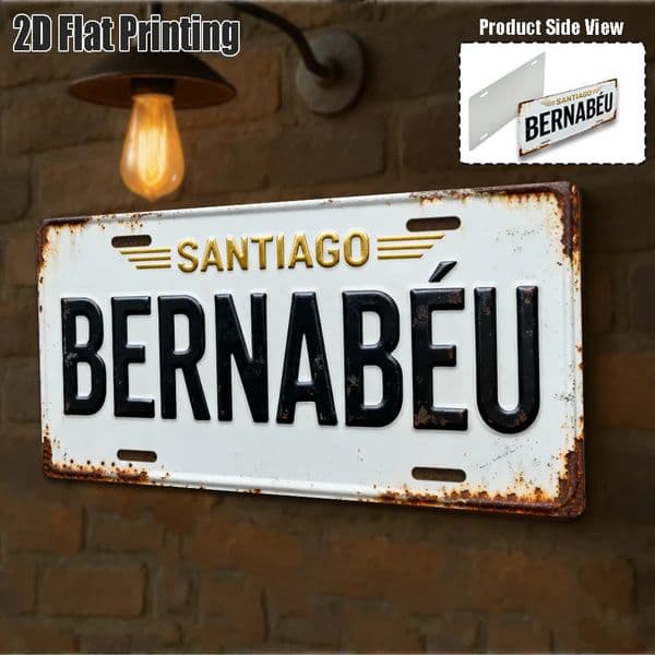 Santiago Bernabu Madrid Stadium 2D Flat Aluminum Metal Tin Sign for Football Fan Wall Decor Bar Garage Man Cave 260529