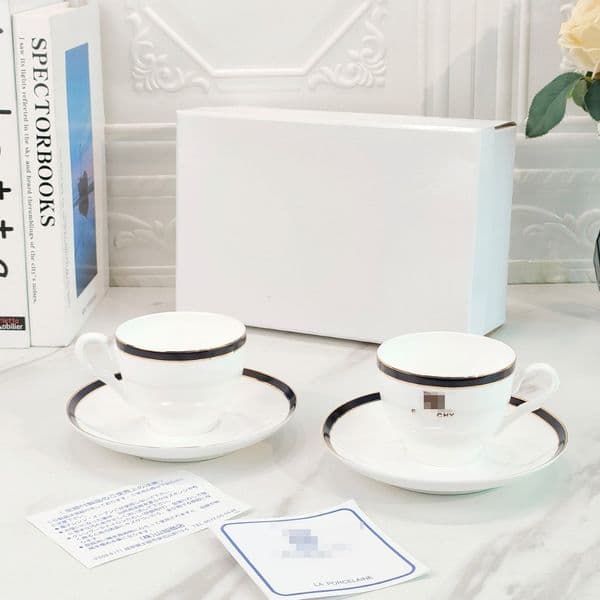 High-grade bone china cups and saucers, Jijia round mouth double cups and saucers, European-style simple household coffee cup and saucer set, gift-giving
