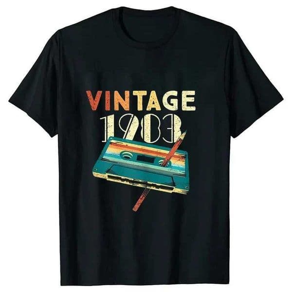 Men T-shirt Vintage 1983 Music Cassette 40th Birthday Gifts 40 Years Old T Shirts Summer Music Lover Graphic Harajuku Strtwear D260528
