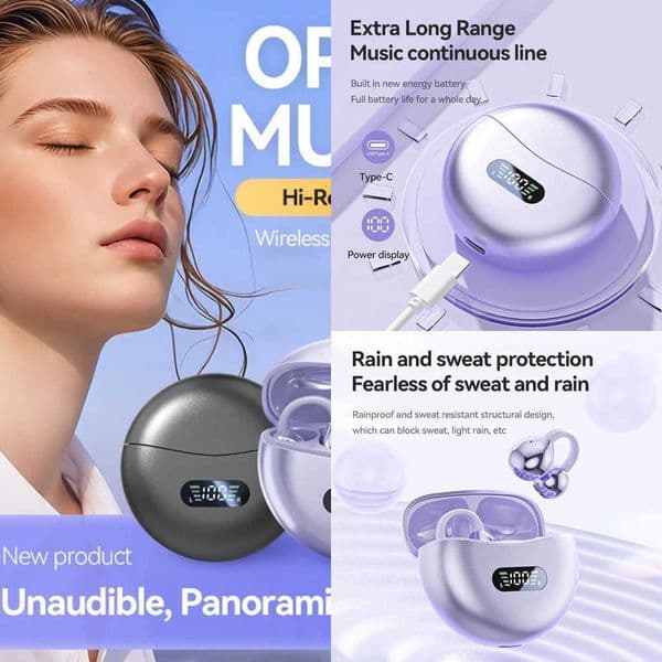2026 Ear Clip Wireless Bluetooth Earphones High Frequency Long Endurance Low Latency Noise Reduction Gaming Sports Headphones X260529