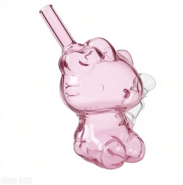 Travel Mini Travel Pink Glass tobacco bong Cute Small Bubble water Bong pipes hookah with downstem 14mm male smoking bowl