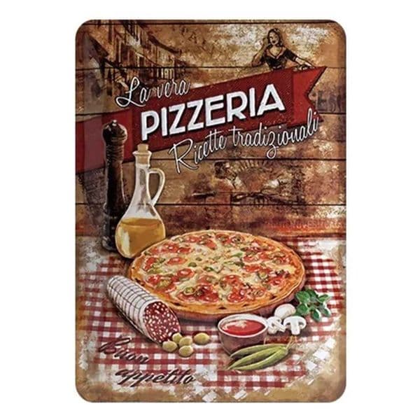 Pizza Retro Vintage Metal Tin Sign - Classic Plate Painting Wall Decor for Pizzeria Restaurant Dining Room C260529