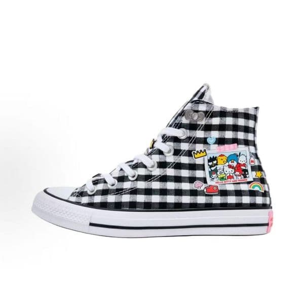 Converse x Hello Kitty Friends Picnic Chuck Taylor All Star Hi High Top Canvas Shoes Black And White Unisex Comfortable Fit Casual Daily Fashion Sneakers For Men Women