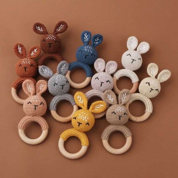 1Pc Baby Wooden Teether Crochet Rattle Toy BPA Free Rattle Baby Mobile Gym Newborn Stroller Educational Toys C260529