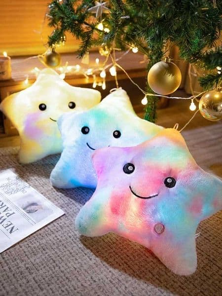 Tie-Dye Rabbit Fur luminous Star Plush Toys Lovely Colouful Shiny Star Stuffed Dolls Soft Homedecor Sleeping Pillow M260529