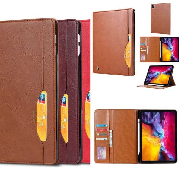 Business Leather Wallet Flip Tablet Cover For iPad Pro 11 inch 2024 Air 11 2025 A16 Kickstand Pen Holder Book Case Card Solt Bag X260529