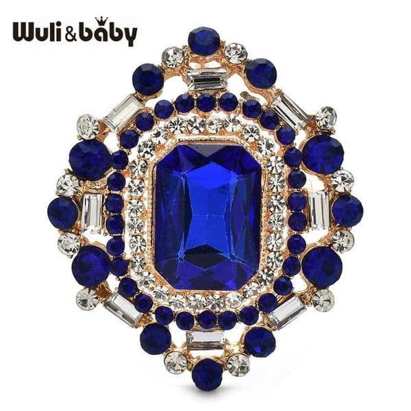 Wulibaby Crystal Royal Style Geometric Brooches For Women Unisex 4-color Elegant Party Office Brooch Pins Gifts L260529