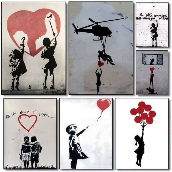 B-Banksy Graffiti Artwork Painting Poster HD canvas painting home living room bedroom bar aesthetic decoration 26L0529