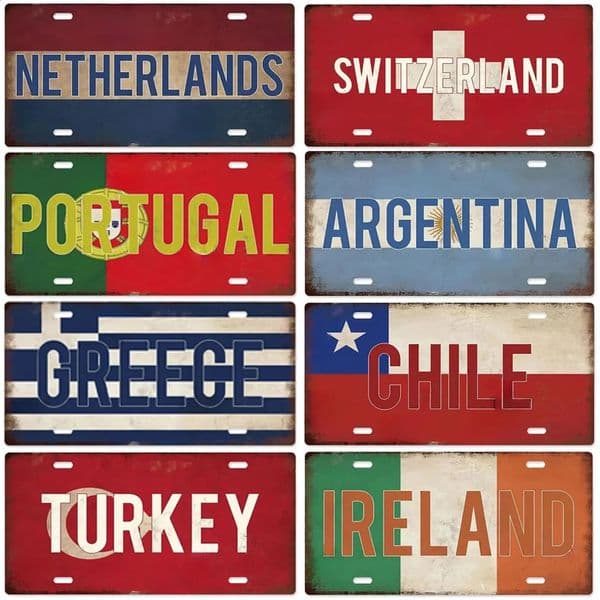 Portugal Turkey Netherlands Metal Signs Vintage Plaque Auto License Plate Embossed Tag Garage Bars Pubs Club Home Wall Decor 260529