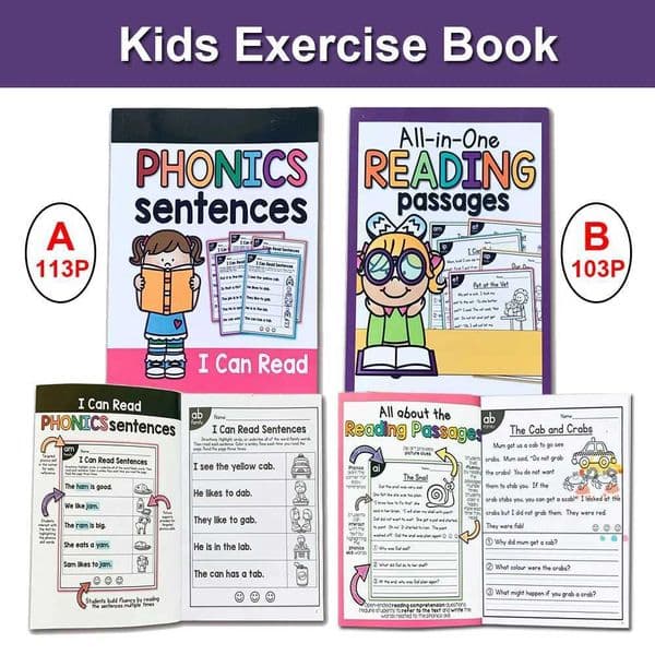 Kids Children English Exercise Book Phonics Educational Workbook I Can Read Sentences Training Teacher Teaching Aids Montessori C260529