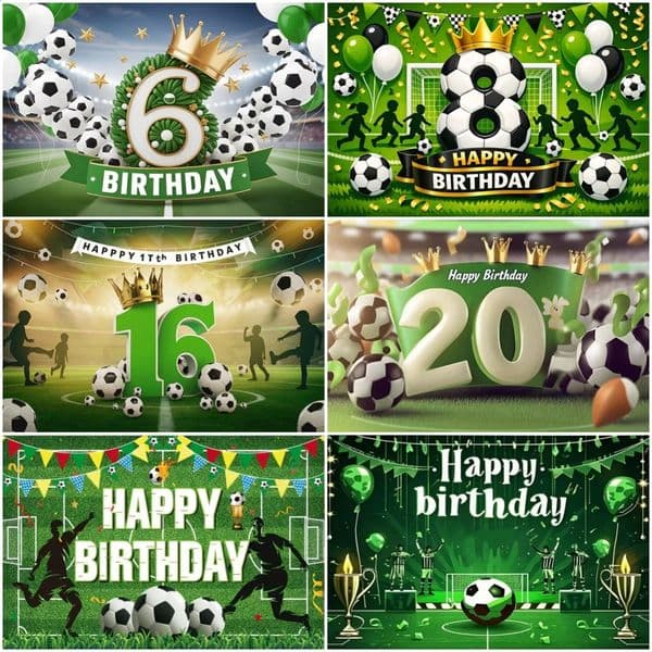 1-20th Boy Birthday Background Football Theme Banner Soccer Ball Party Decoration Backdrop Pography Po Props Kids Gifts 260529