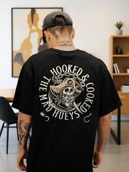 Retro Nautical Pirate T Featuring The Mad Hueys and Skull Art 100 Cotton Mens T-shirt Summer Cool Casual Outfit D260529