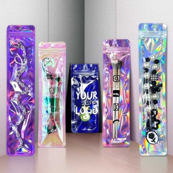 100 reusable sealed rainbow zipper packaging bags laser makeup brushes watches data cables snacks candies spoon bags L260529BMRQ